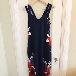 Blue and red Banana Republic floral maxi dress